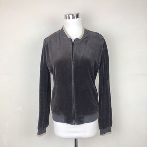 Vince Long Sleeve Velour Track Jacket Full Zipper